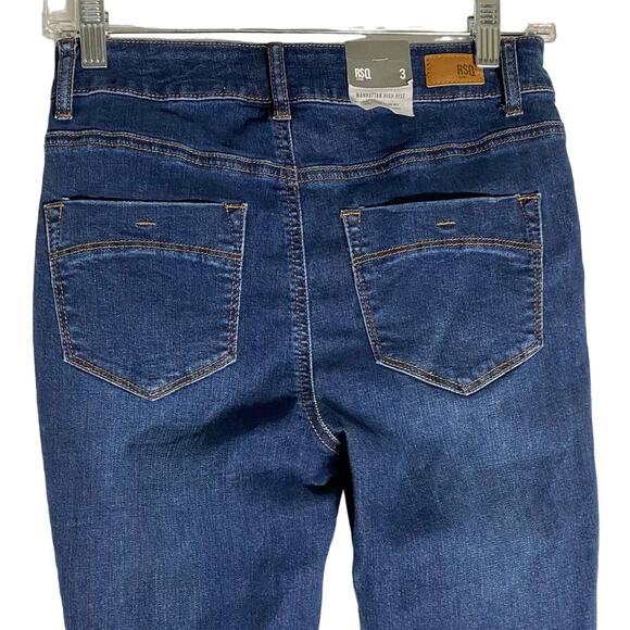 Tilly's RSQ Blue Denim Distressed Jeans Manhattan High Rise Juniors SZ 3 - Picture 5 of 9